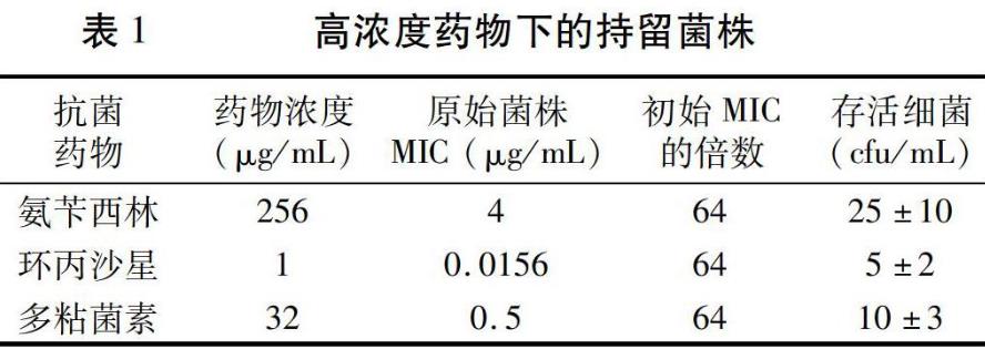 三種抗菌藥物處理后持留菌株和抗藥菌株生長曲線、優(yōu)勢的比較——摘要、材料與方法